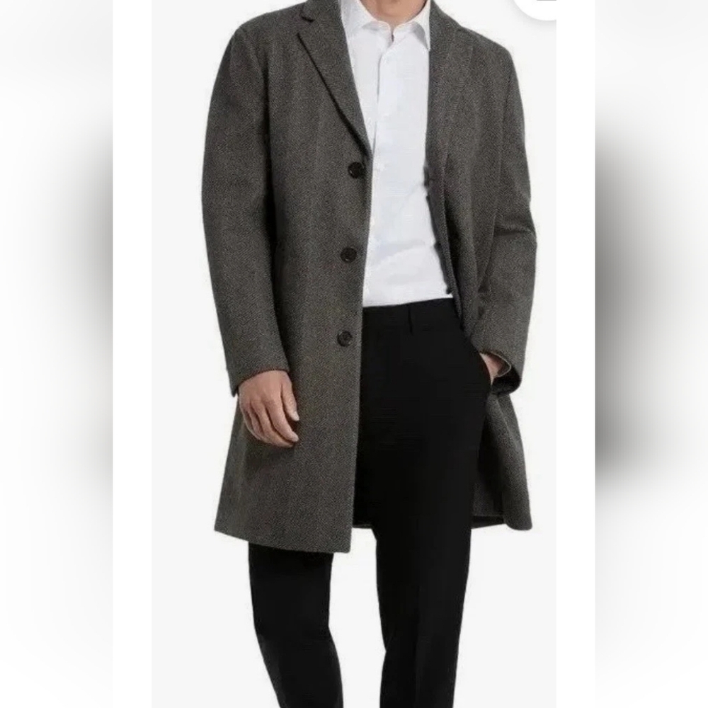 NWT Kenneth Cole Men's Herringbone Overcoat Office. Stealth Wealth  36R 46L